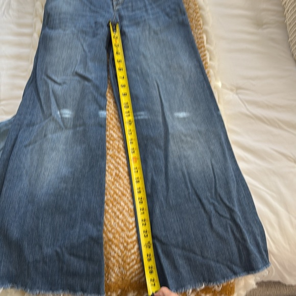 Frame Le Palazzo Ankle Super Strech Wide-Leg Raw Hem Cotton Denim Jeans - Picture 13 of 14